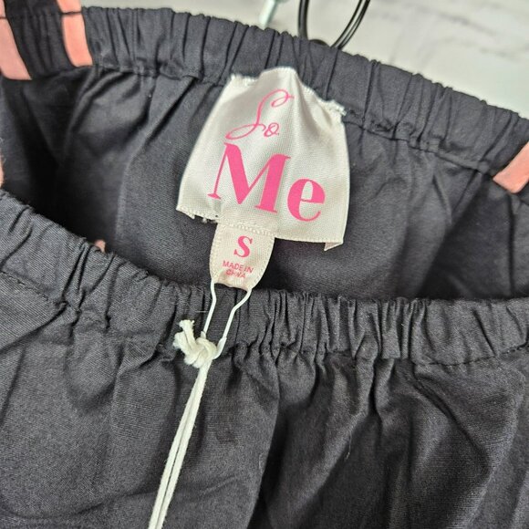 So Me Floral Embroidered Black Crop Top Shorts Set Womens S Summer Vacation NWT - Picture 2 of 13